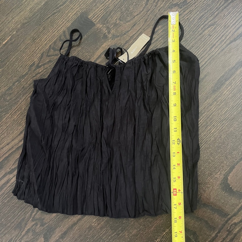 J.Crew Crinkled Tank Top Women XS Black Tie-Front Camisole Minimalist Whimsigoth - Picture 8 of 8